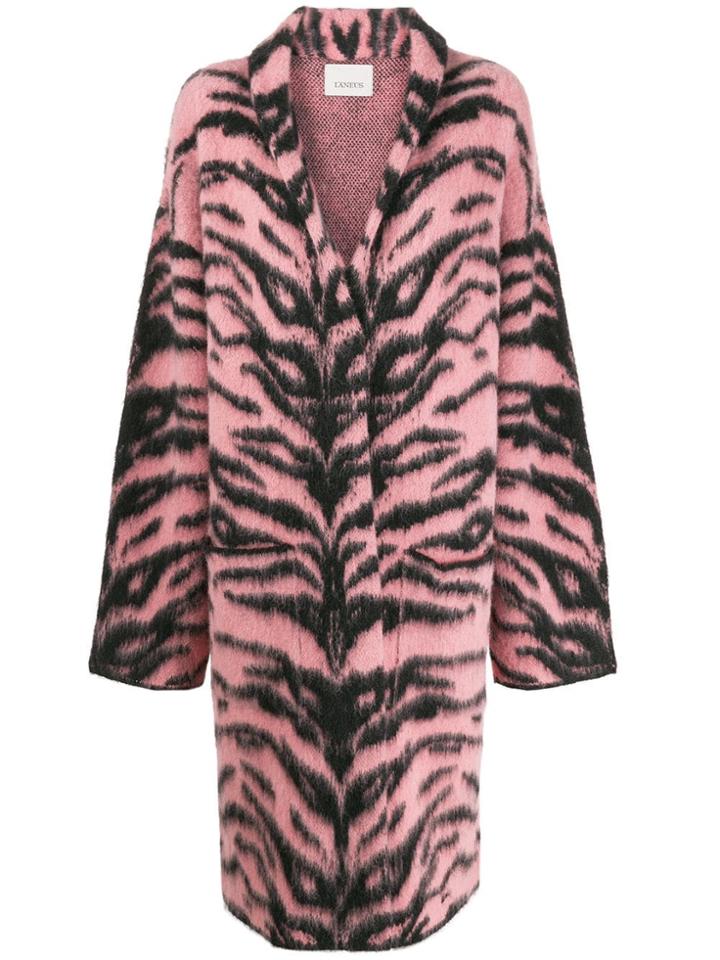 Laneus Long Tiger-pattern Coat - Pink