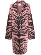 Laneus Long Tiger-pattern Coat - Pink