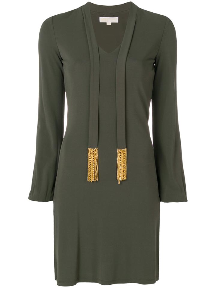 Michael Michael Kors Embellished Tie-front Dress - Green