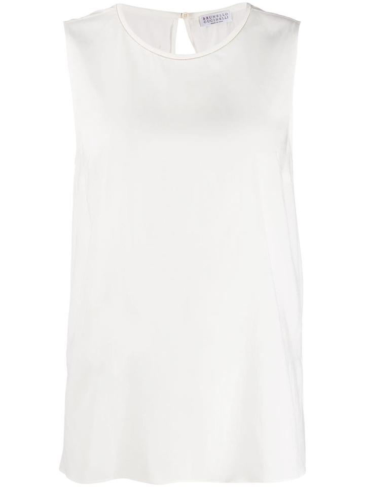 Brunello Cucinelli Sleeveless Flared Blouse - White