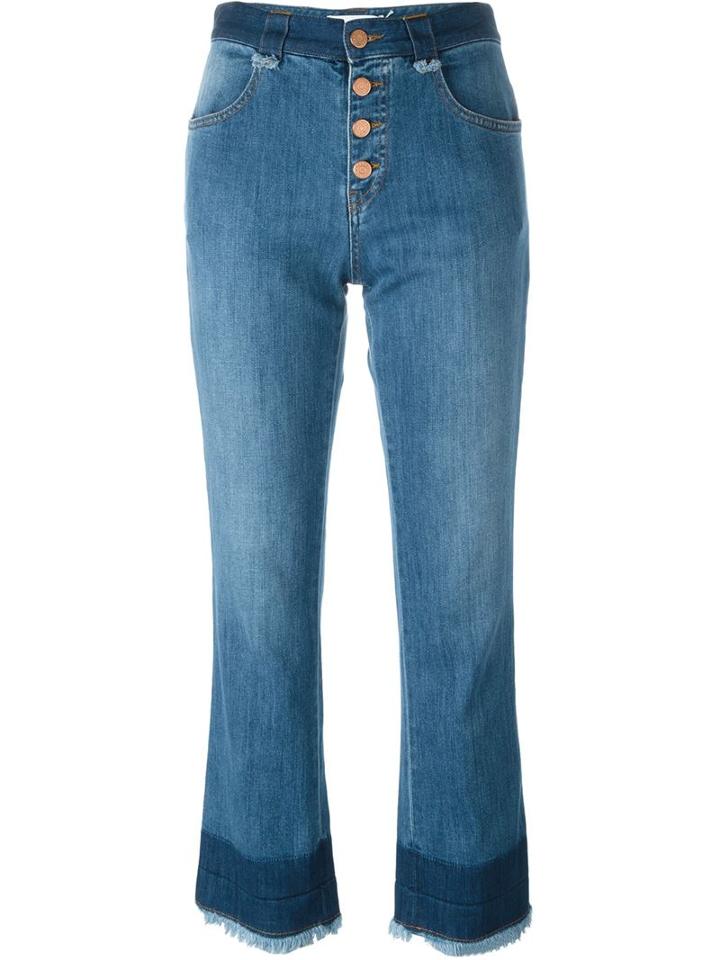See By Chloé Frayed Cropped Jeans, Women's, Size: 28, Blue, Cotton/spandex/elastane