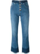 See By Chloé Frayed Cropped Jeans, Women's, Size: 28, Blue, Cotton/spandex/elastane