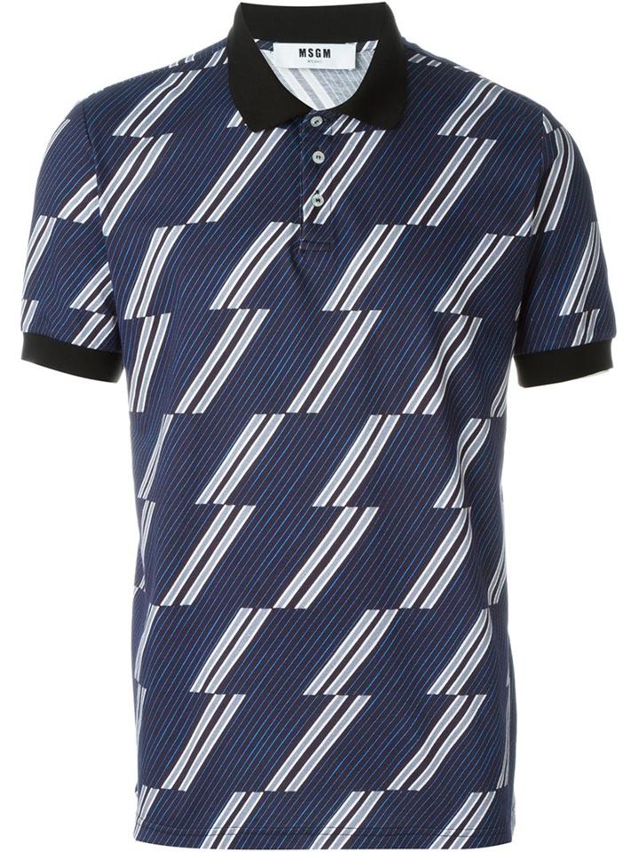 Msgm Stripe Print Polo Shirt