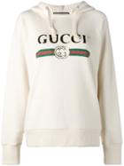 Gucci 'fake' Gucci Embroidered Hoodie, Women's, Size: Xs, Nude/neutrals, Cotton