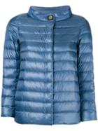 Herno High Neck Puffer Jacket, Size: 44, Blue, Cotton/polyamide/polyurethane/feather Down