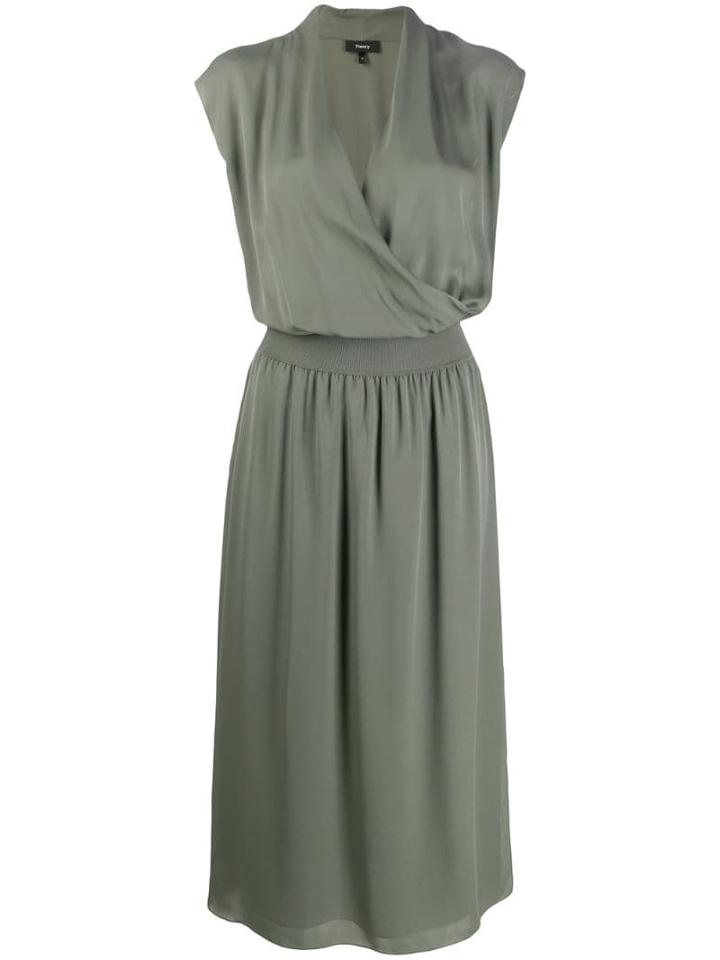 Theory Draped Combo Dress - Green