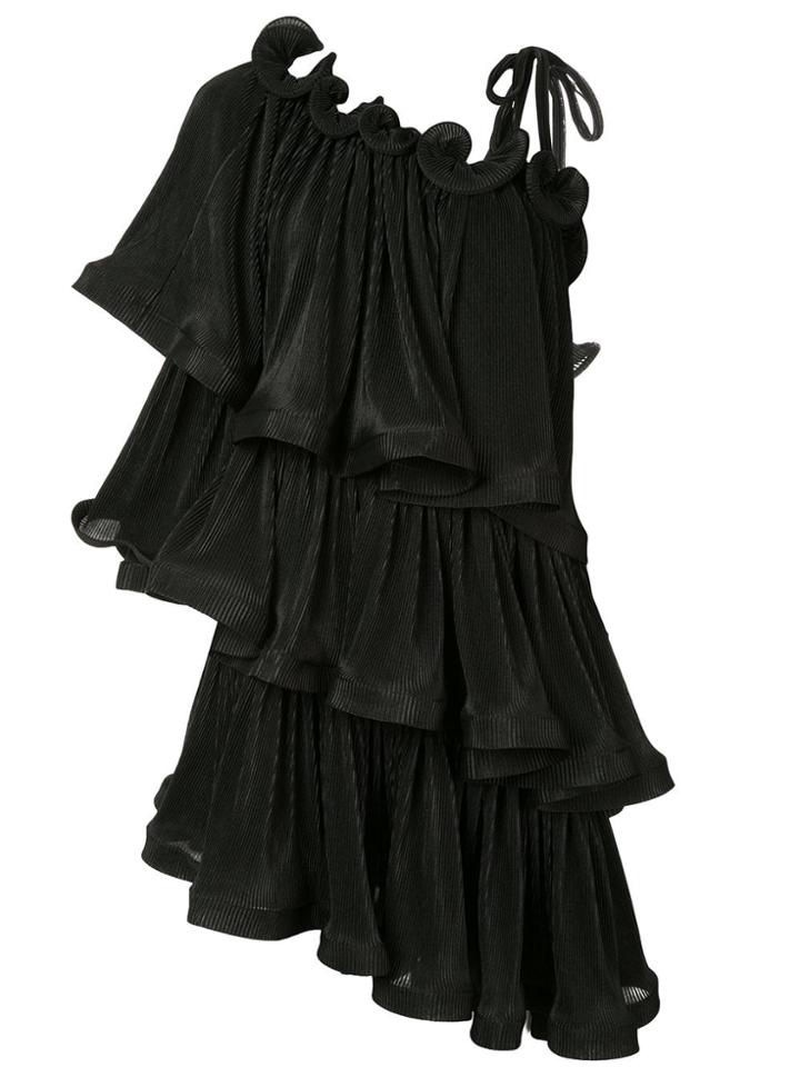 Romance Was Born Bloom Pleat Tiered Dress - Black