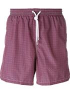 Kiton Geometric Print Swim Shorts, Men's, Size: 52, Pink/purple, Polyester