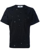 Msgm Distressed T-shirt, Men's, Size: Xl, Black, Cotton
