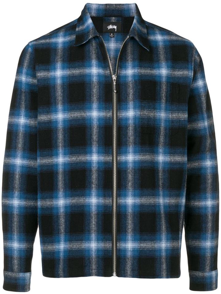 Stussy Zipped Plaid Shirt - Blue