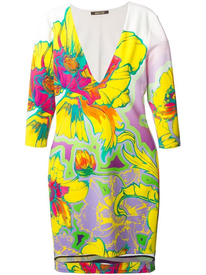 Roberto Cavalli V-neck Floral Print Dress