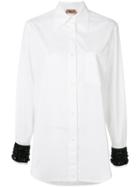 No21 Bead Embellished Cuff Shirt - White