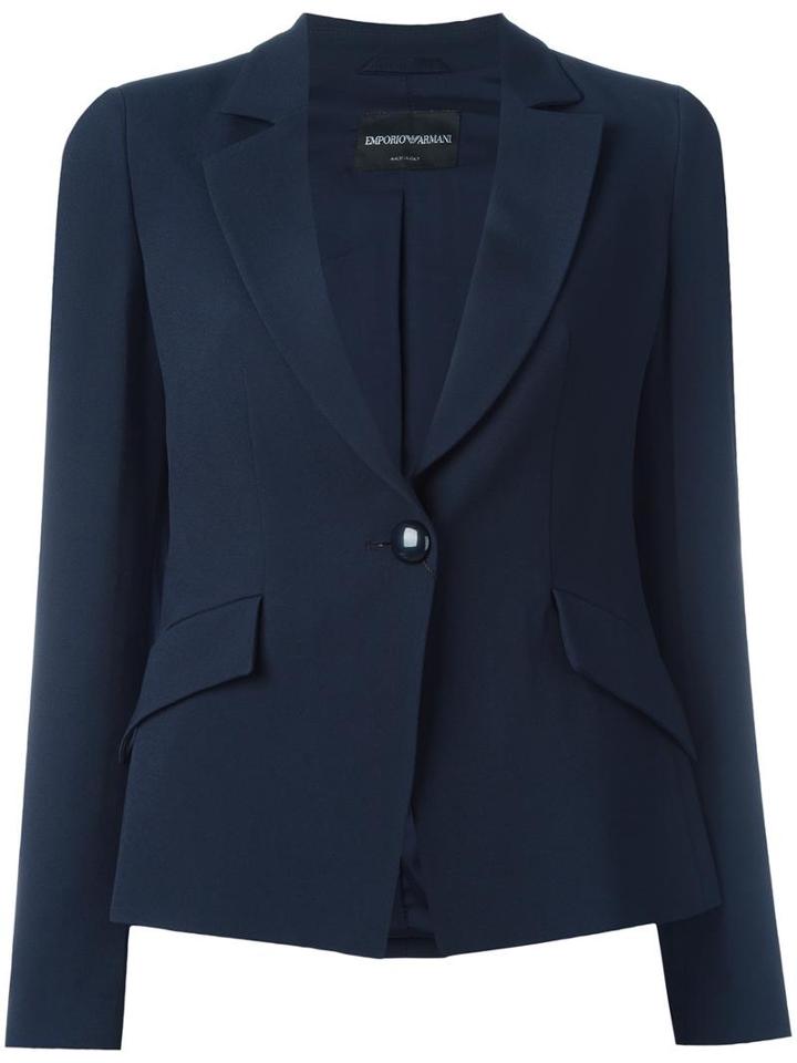 Emporio Armani Flap Pockets Blazer, Women's, Size: 42, Blue, Viscose/polyester