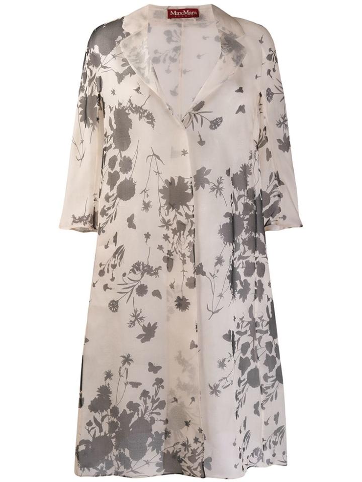 Max Mara Studio Floral Print Coat - Neutrals