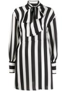 Msgm Striped Shirt Dress - Black