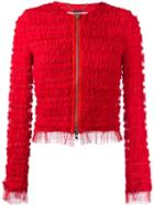Givenchy Ruffle Embellished Jacket, Women's, Size: 38, Red, Polyamide/polyester/spandex/elastane/silk