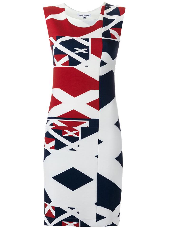 Gloria Coelho - Round Neck Printed Dress - Women - Spandex/elastane/viscose - 38, White, Spandex/elastane/viscose