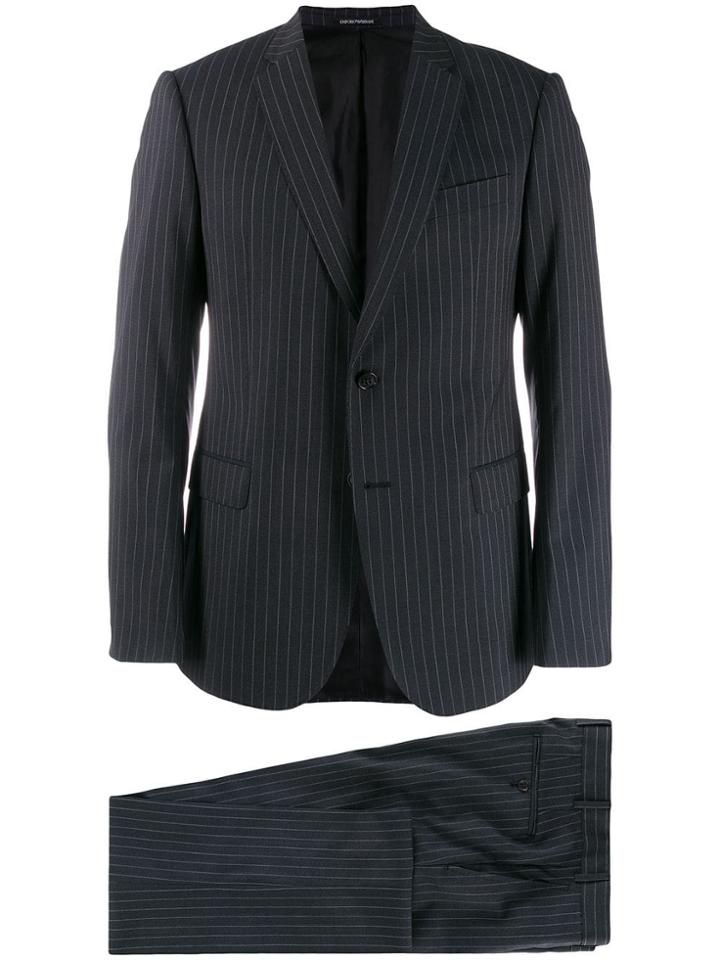 Emporio Armani Classic Pinstriped Suit - Grey