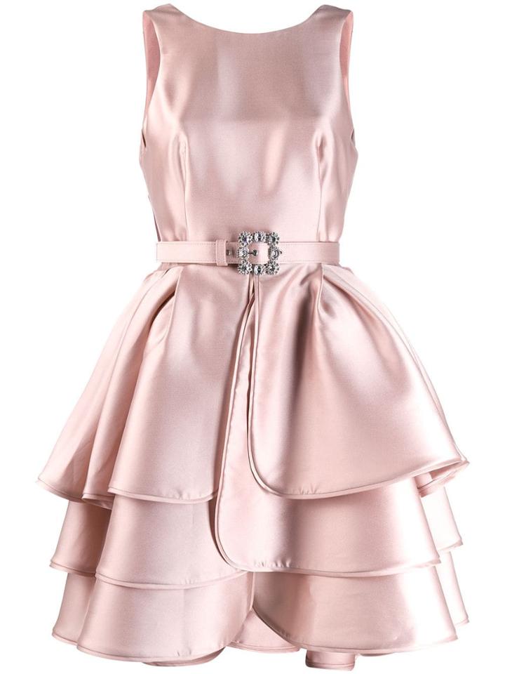 Alberta Ferretti Belted Ruffle Dress - Pink