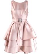 Alberta Ferretti Belted Ruffle Dress - Pink