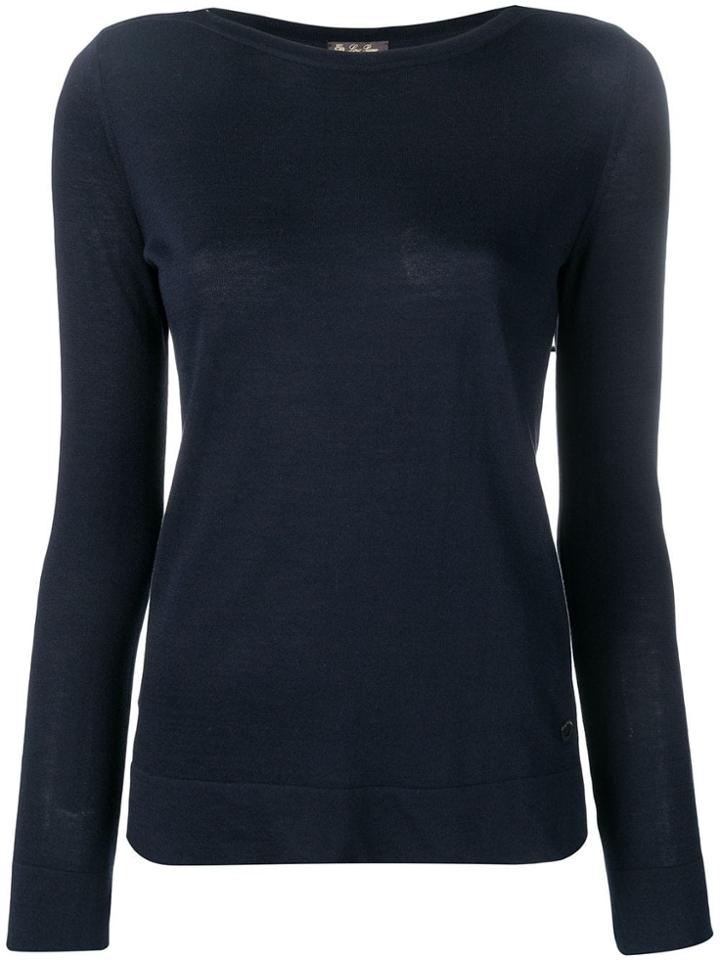 Loro Piana Boat Neck Knitted Top - Blue