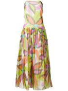 William Vintage 1965 Floral Strapless Dress - Green