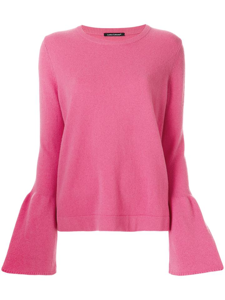 Luisa Cerano Trumpet Sleeve Sweater - Pink & Purple