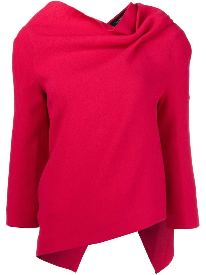 Roland Mouret Draped Open Back Top, Women's, Size: 12, Red, Wool
