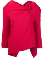 Roland Mouret Draped Open Back Top, Women's, Size: 12, Red, Wool