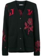 Amiri Embroidered Flower Cardigan - Black