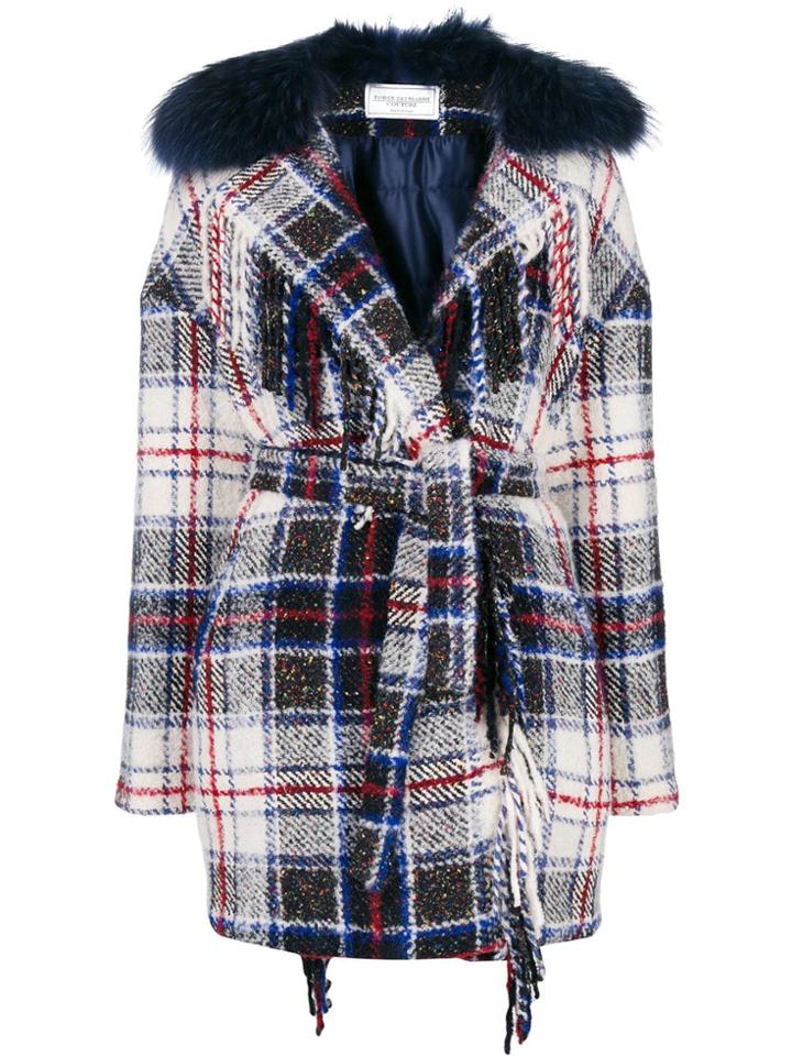 Forte Dei Marmi Couture Check Belted Coat - Black