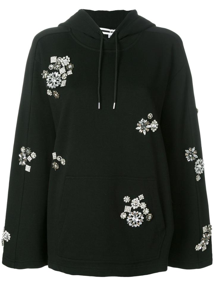 Mcq Alexander Mcqueen Crystal-embellished Hoodie - Black