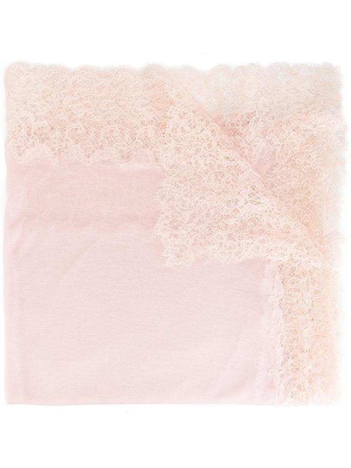 Ermanno Scervino Lace Detail Scarf, Women's, Pink/purple, Silk/cashmere