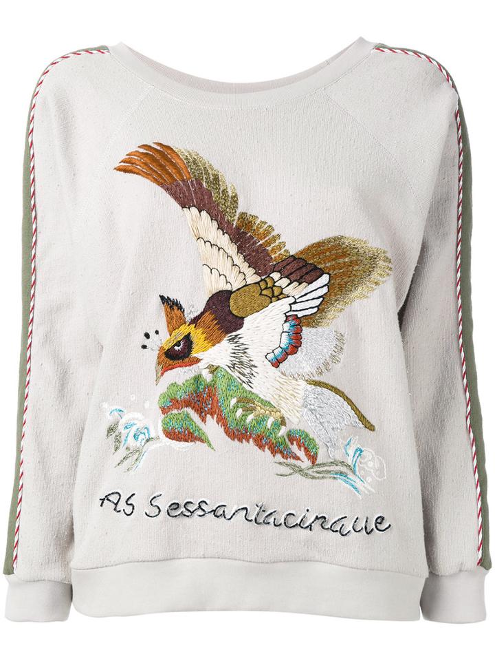 As65 Embroidered Bird Jumper, Women's, Size: Xs, Nude/neutrals, Cotton