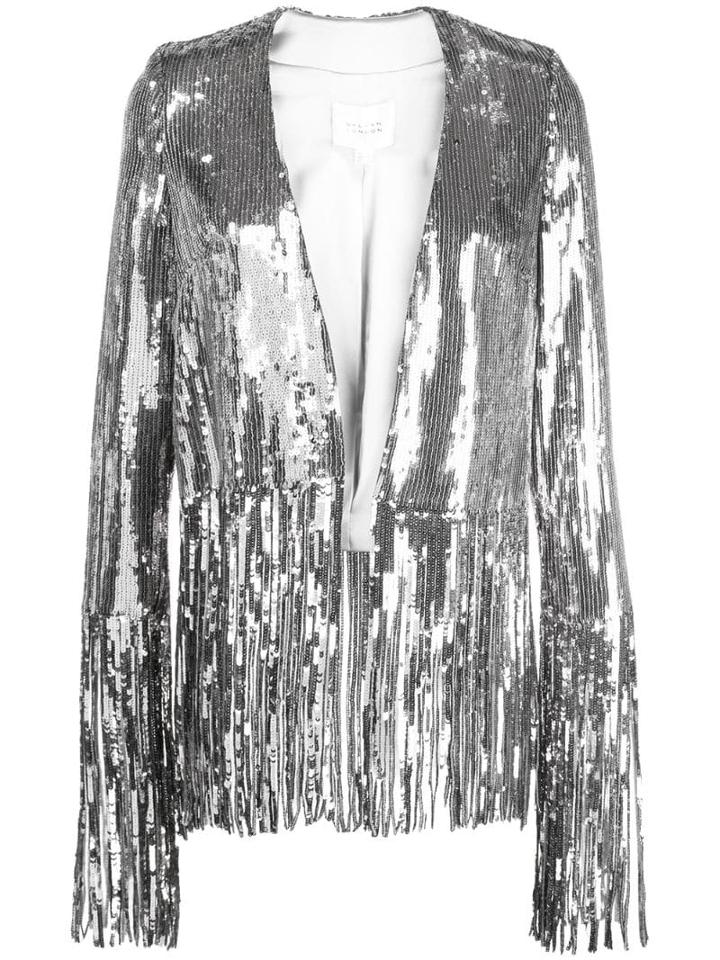Galvan Sequinned Fringed-hem Jacket - Silver