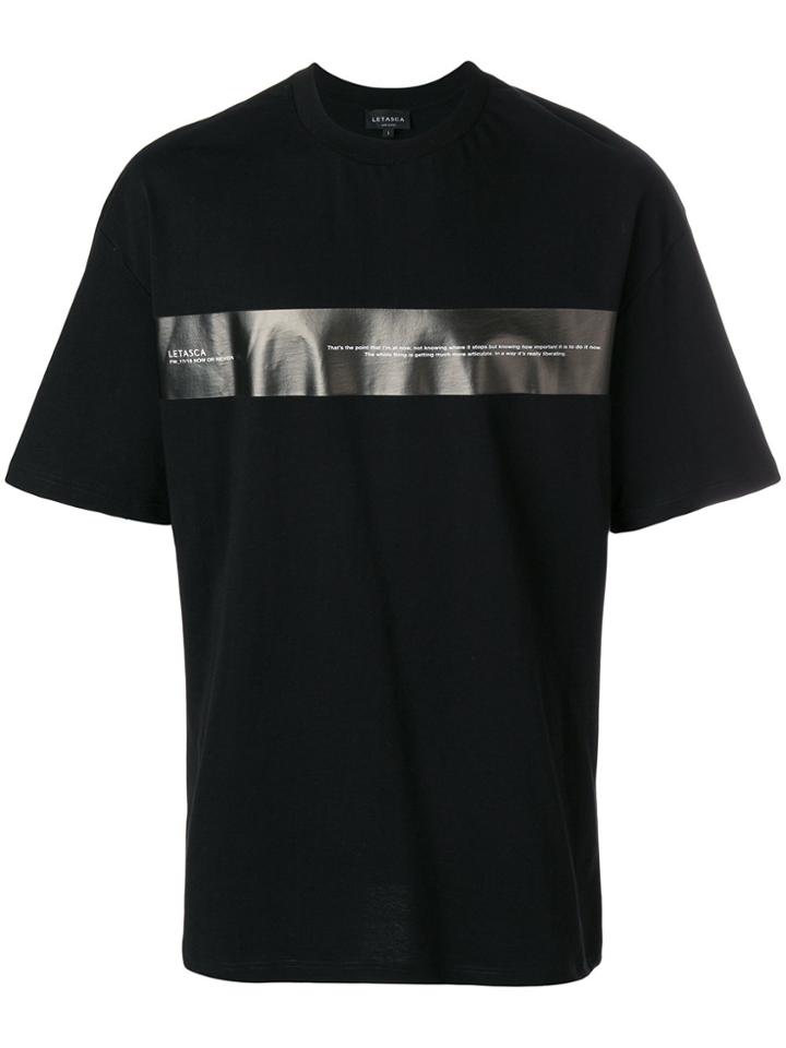 Letasca Slogan Panel T-shirt - Black