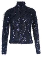 Gloria Coelho Fuzzy Embroidered Sweater - Blue