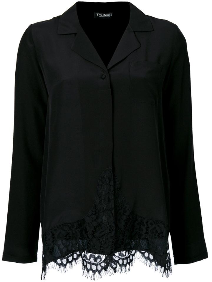 Twin-set Lace Insert Shirt - Black