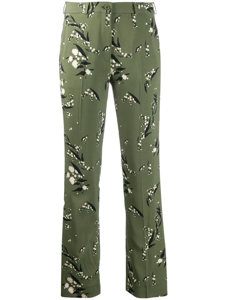 Etro Floral Print Straight Trousers - Green