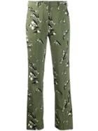 Etro Floral Print Straight Trousers - Green