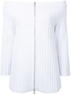 Scanlan Theodore Ribbed Cold Shoulder Jumper, Women's, Size: Medium, White, Cotton
