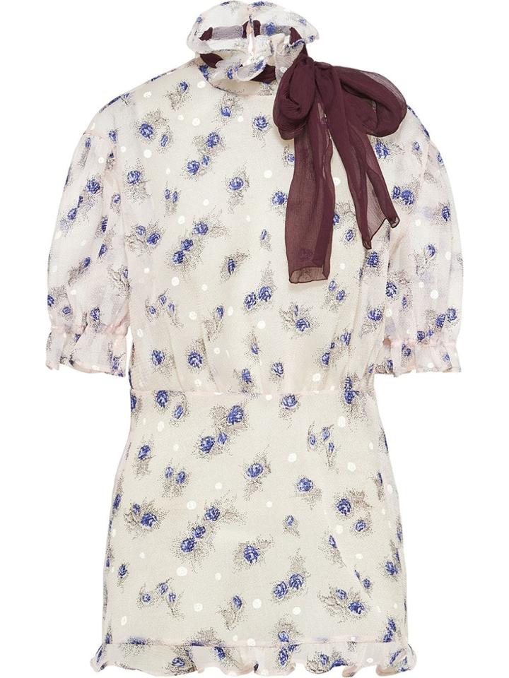Miu Miu Floral Ribbon Detail Blouse - White