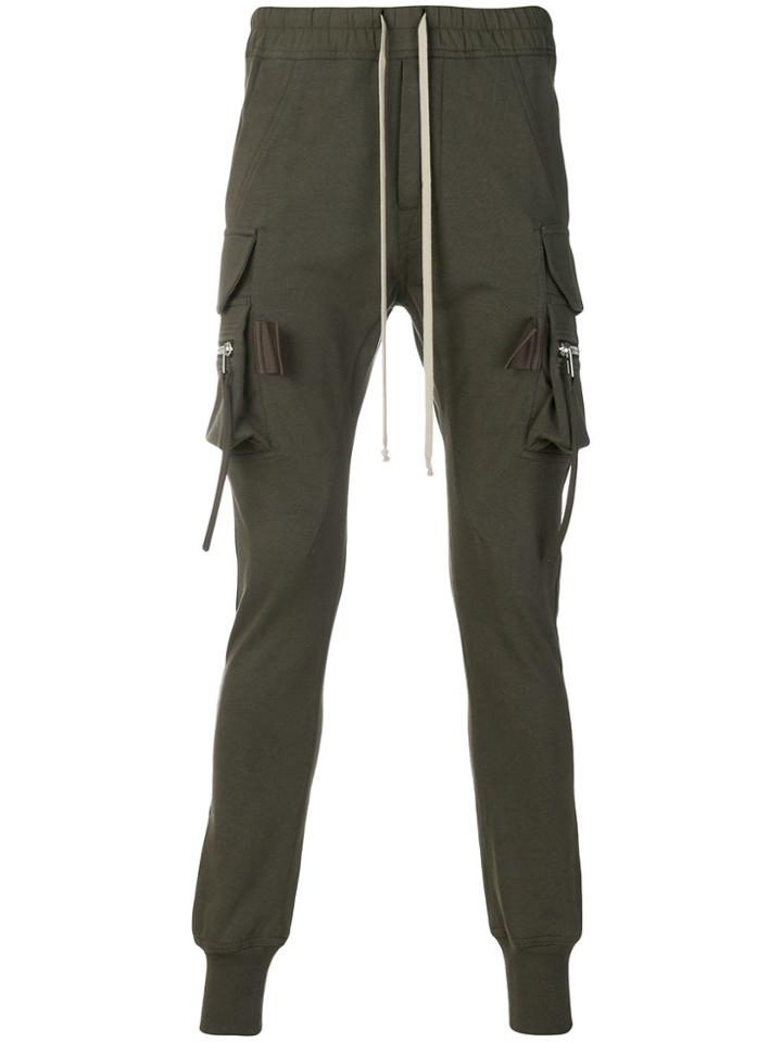 Rick Owens Black Slim Cargo Track Pants - Green