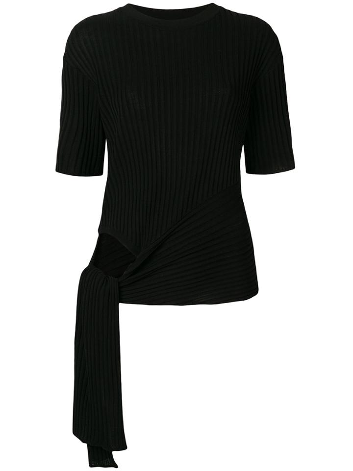 Juun.j Ribbed Short-sleeve Sweater Top - Black