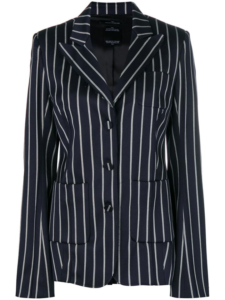 Rokh Striped Frayed Blazer - Blue