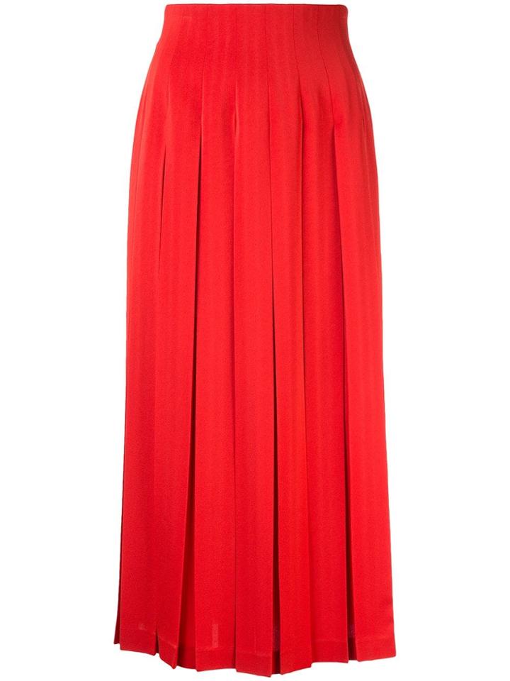 Le Ciel Bleu Box Pleated Skirt - Red