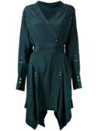 Isabel Marant - Handkerchief Hem Wrap Dress - Women - Silk/brass - 36, Green, Silk/brass