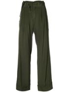 A.f.vandevorst - Drawstring Detail Trousers - Women - Silk/spandex/elastane - 36, Green, Silk/spandex/elastane