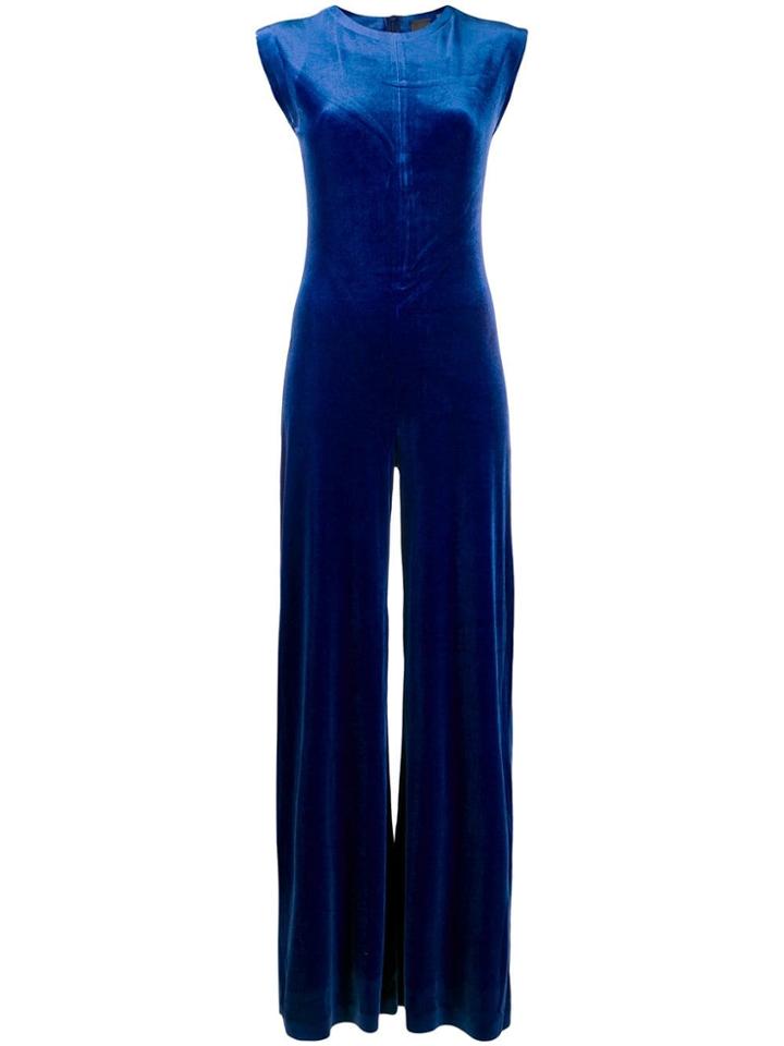 Norma Kamali Velvet Jumpsuit - Blue