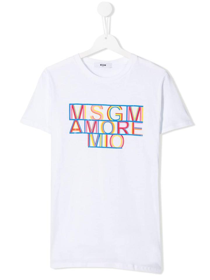Msgm Kids Teen Amore Mio T-shirt - White